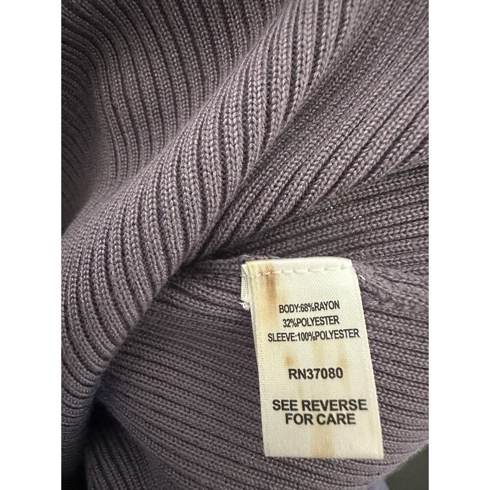 Cato brand purple ribbed knit sweater sheer ruffled sleeves Size M - Picture 7 of 8